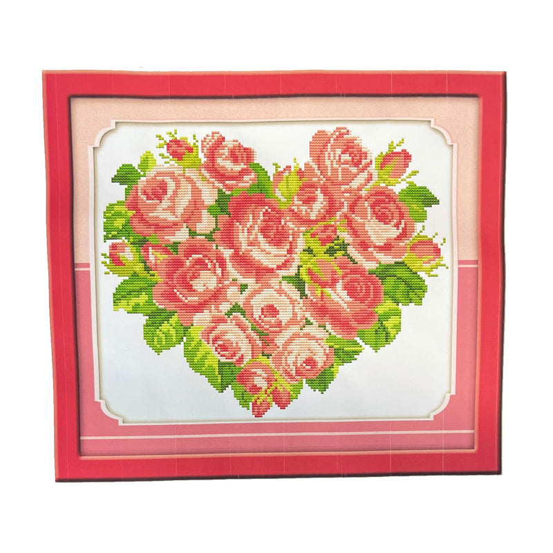 Poppy Crafts Cross-Stitch Kit 39 - Rose Heart - Pink*