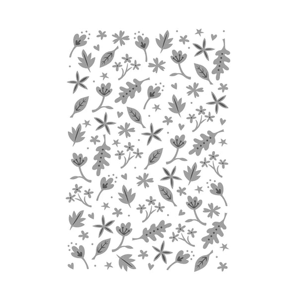 Poppy Crafts 3D Embossing Folder #20 - Small Flowers & Leaves