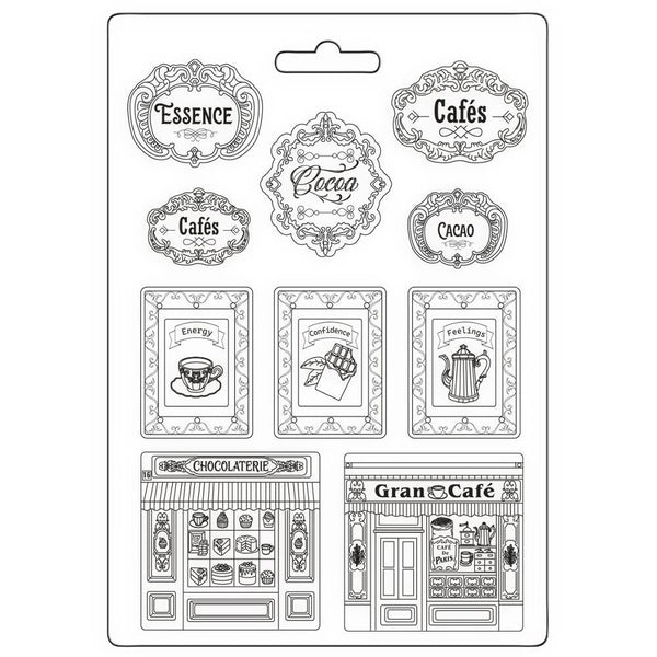 Stamperia Soft Maxi Mould A4 - Coffee And Chocolate - Plates