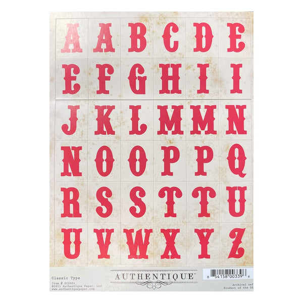 Authentique Alphabet 6'' x 8'' Stickers - Square Classic Type - Antique*