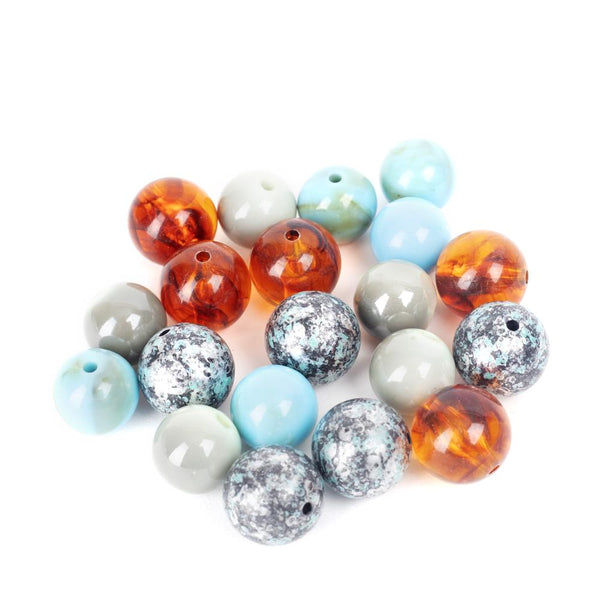 CousinDIY Bubblegum Bead 20mm, 20 pack - Turquoise Brown Speckled*
