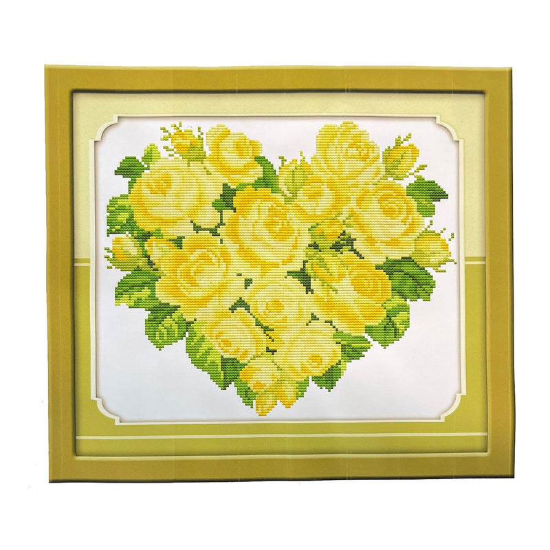 Poppy Crafts Cross-Stitch Kit 40 - Rose Heart - Yellow*