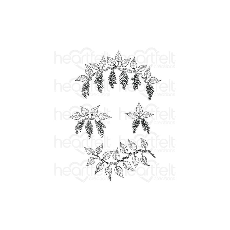 Heartfelt Creations Cascading Petals Collection Cling Rubber Stamp Set - Cascading Wisteria