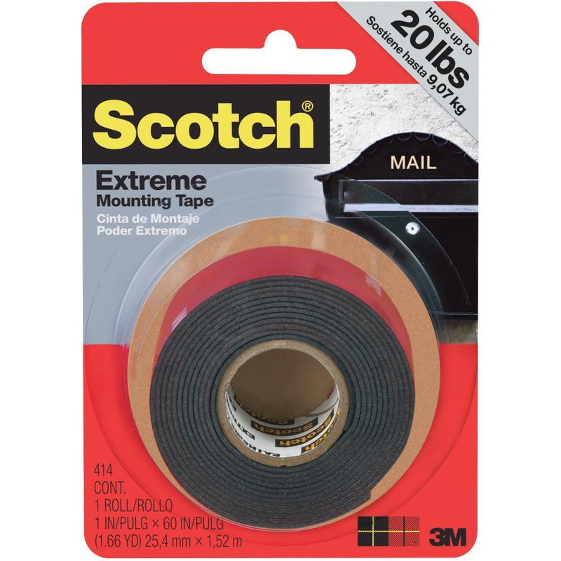 Scotch Extreme Mounting Tape 1 inch X60 inch Black