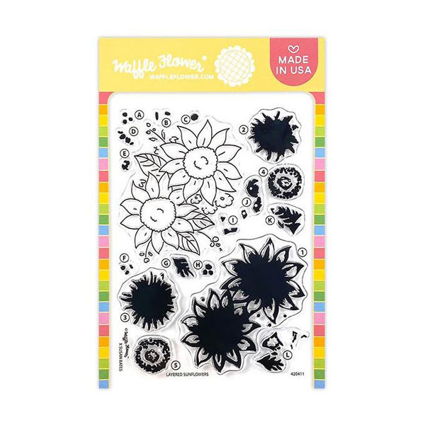 Waffle Flower Crafts Clear Stamps 4in x 6in - Layered Sunfloweers