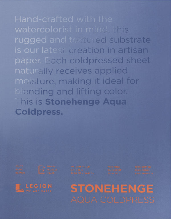 Stonehenge Aqua Block Coldpress Pad 9"X12" 15 Sheets/Pkg - White 140lb