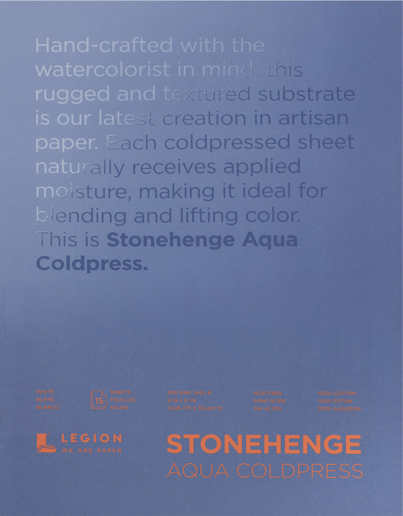 Stonehenge Aqua Block Coldpress Pad 9"X12" 15 Sheets/Pkg - White 140lb*