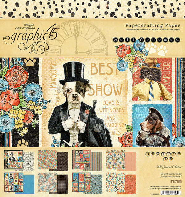 Graphic 45 Double-Sided Paper Pad 8inX8in - Well Groomed*