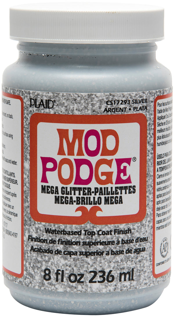 Plaid Mod Podge Mega Glitter Silver 8oz*