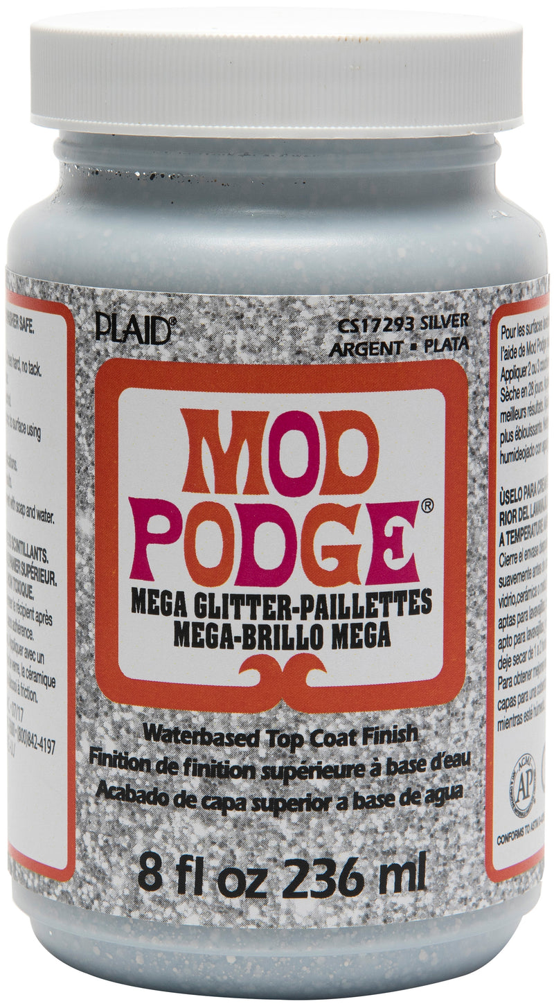 Plaid Mod Podge Mega Glitter Silver 8oz*