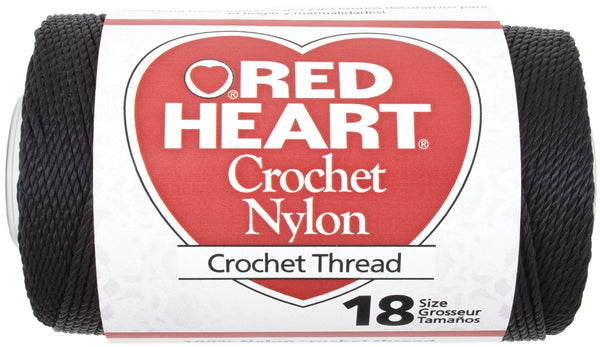 Red Heart Nylon Crochet Thread Size 18 - Black