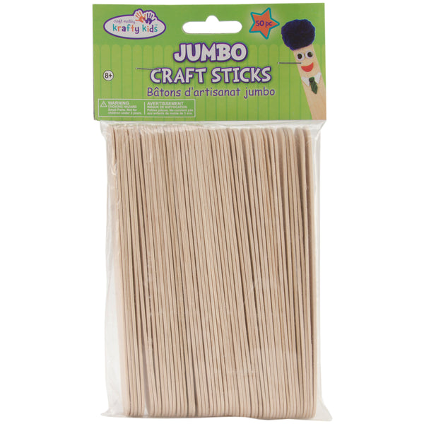 Jumbo Craft Sticks Natural 6" 50/Pkg