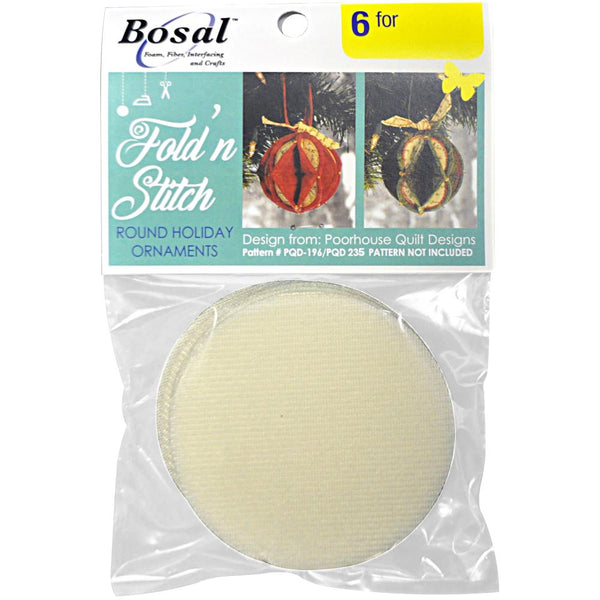 Bosal Foldn Stitch Holiday Ornaments 6 pack Round 3.5in*
