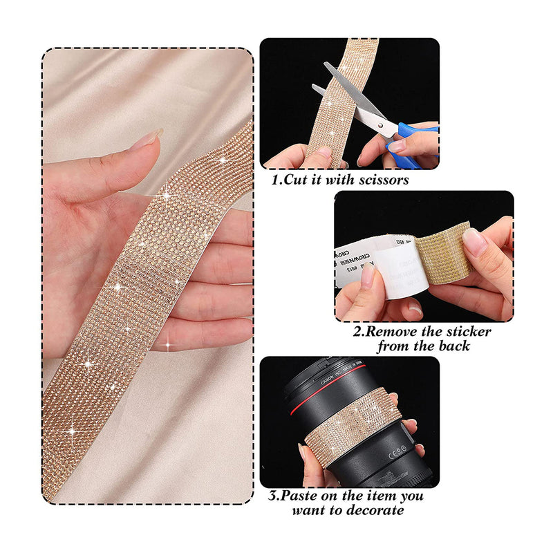 Poppy Crafts Self-adhesive Diamond Rhinestone Ribbon - Copper 4 Pack*