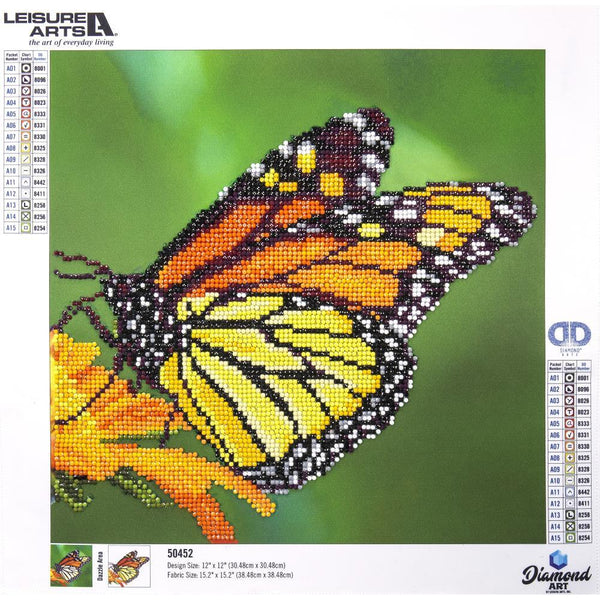Leisure Arts Diamond Art Intermediate Kit 12 inch X12 inch Monarch Butterfly