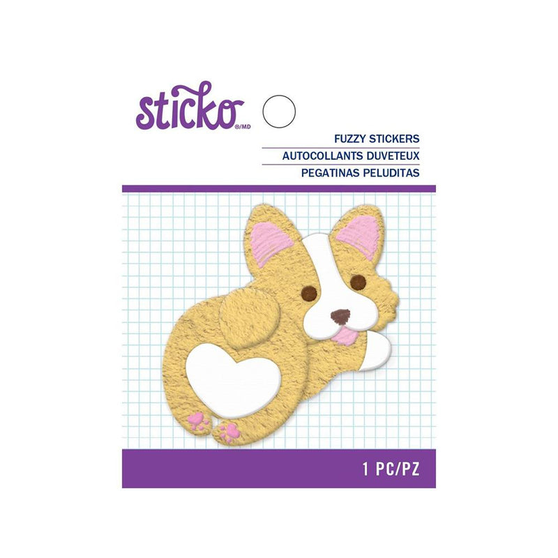American Crafts - Sticko - Fuzzy Stickers - Fat Corgi