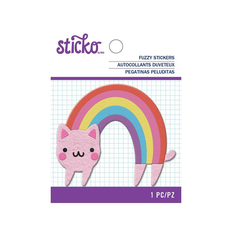 American Crafts - Sticko - Fuzzy Stickers - Rainbow Cat