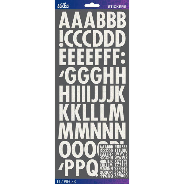 Sticko Alphabet Stickers-Black Glitter Futura Bold Small 