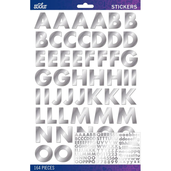 Sticko Alphabet Stickers - Silver Foil Futura Bold Large