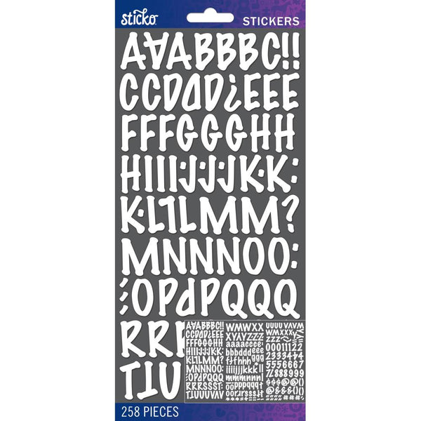 Sticko Alphabet Stickers - Alpha Medium Stickers -White Marker