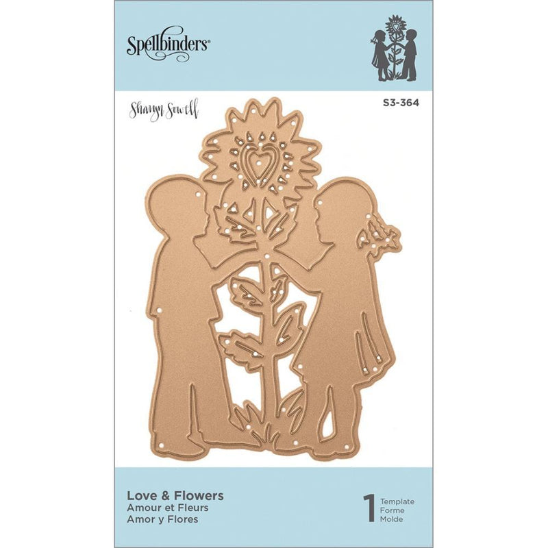 Spellbinders Shapeabilities Die D-Lites By Sharyn Sowell - Love & Flowers 2.8 inchX3.9 inch