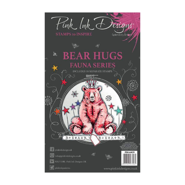 Pink Ink Designs 6"x 4" Clear Stamp Set - Fauna Series - Bear Hugs*
