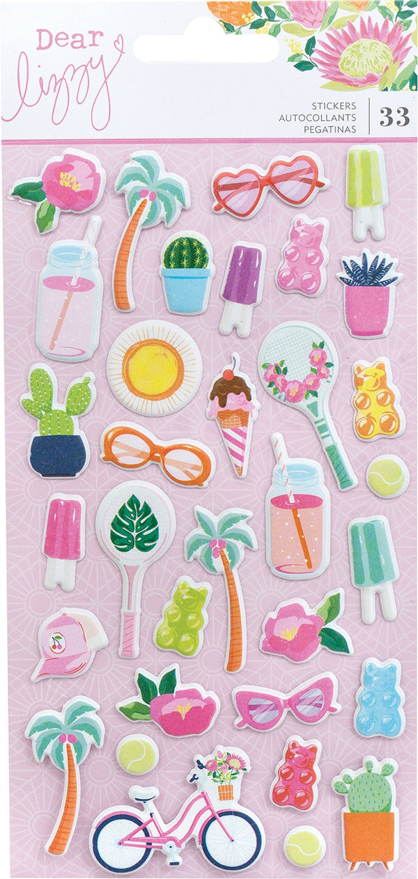 Dear Lizzy Here & Now Puffy Stickers 33/Pkg Mini Icons*