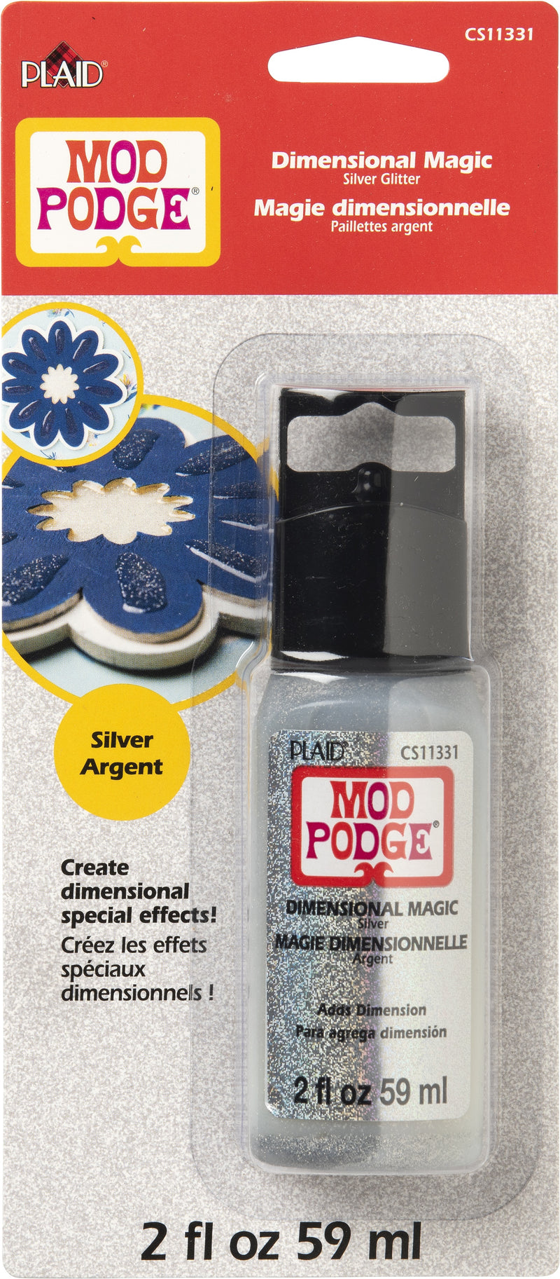 Plaid Mod Podge Dimenional Magic Glitter Carded 2oz Silver