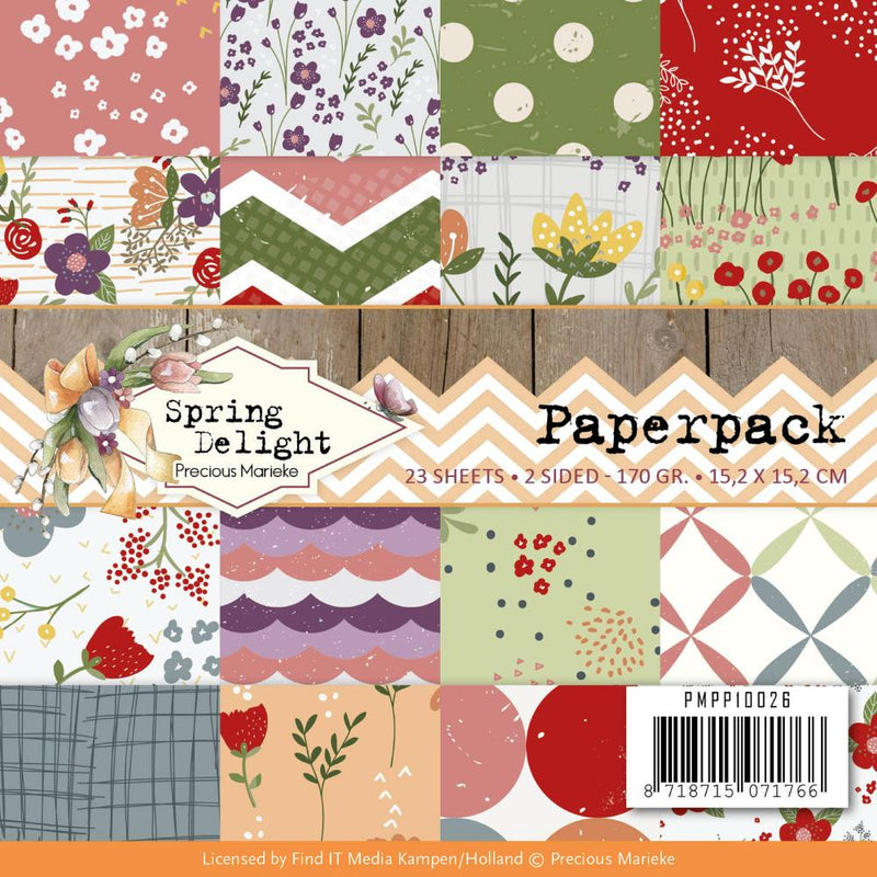 Find It Trading ^Precious Marieke^ Paper Pack 6in x 6in  23 pack^ - Spring Delight^, Double-Sided