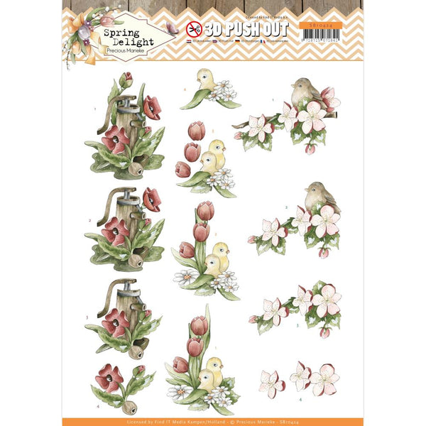 Find It Trading Precious Marieke Punchout Sheet - Red Flowers, Spring Delight