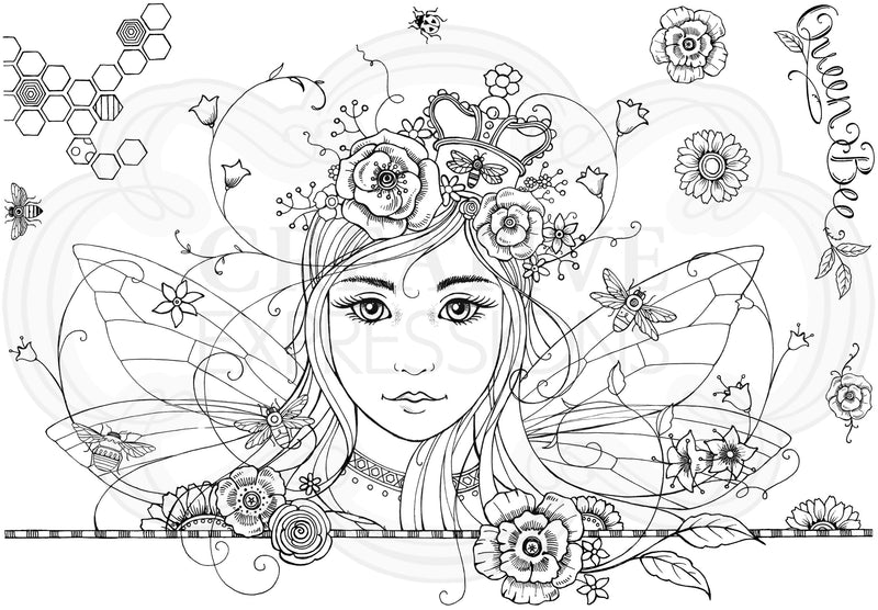 Pink Ink Designs A5 Clear Stamp Set - Queen Bee