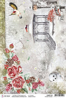 Ciao Bella Rice Paper Sheet A4 Sheet - Frozen Garden, Frozen Roses*