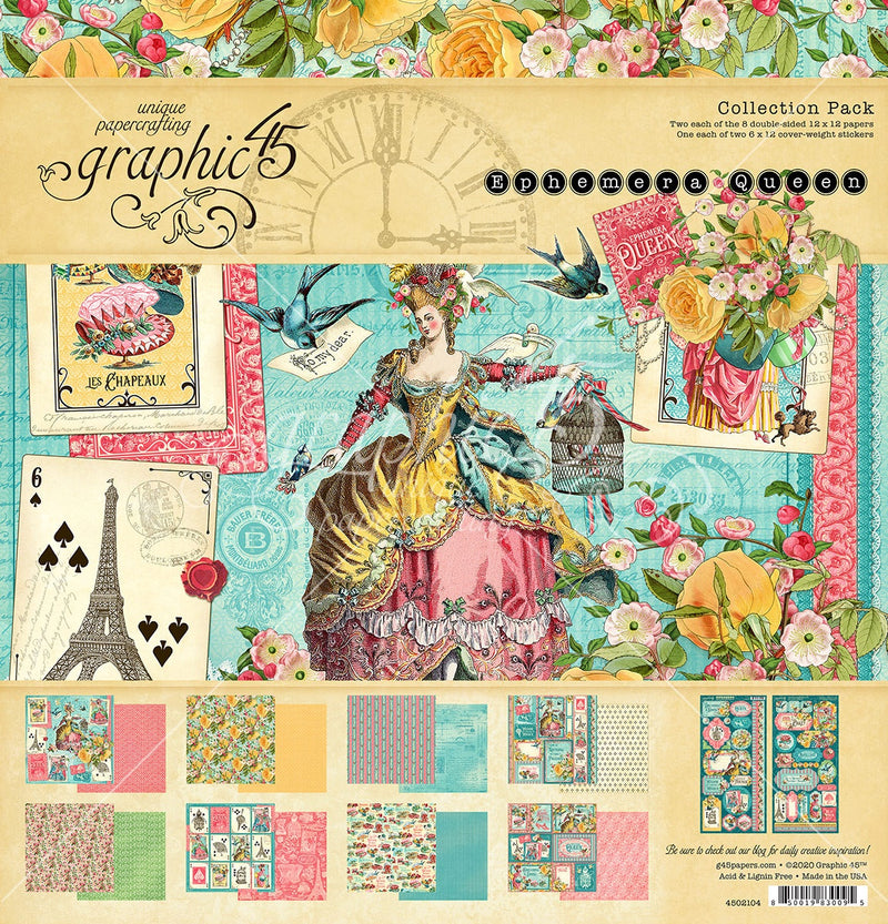 Graphic 45 Collection Pack 12in x 12in - Ephemera Queen*