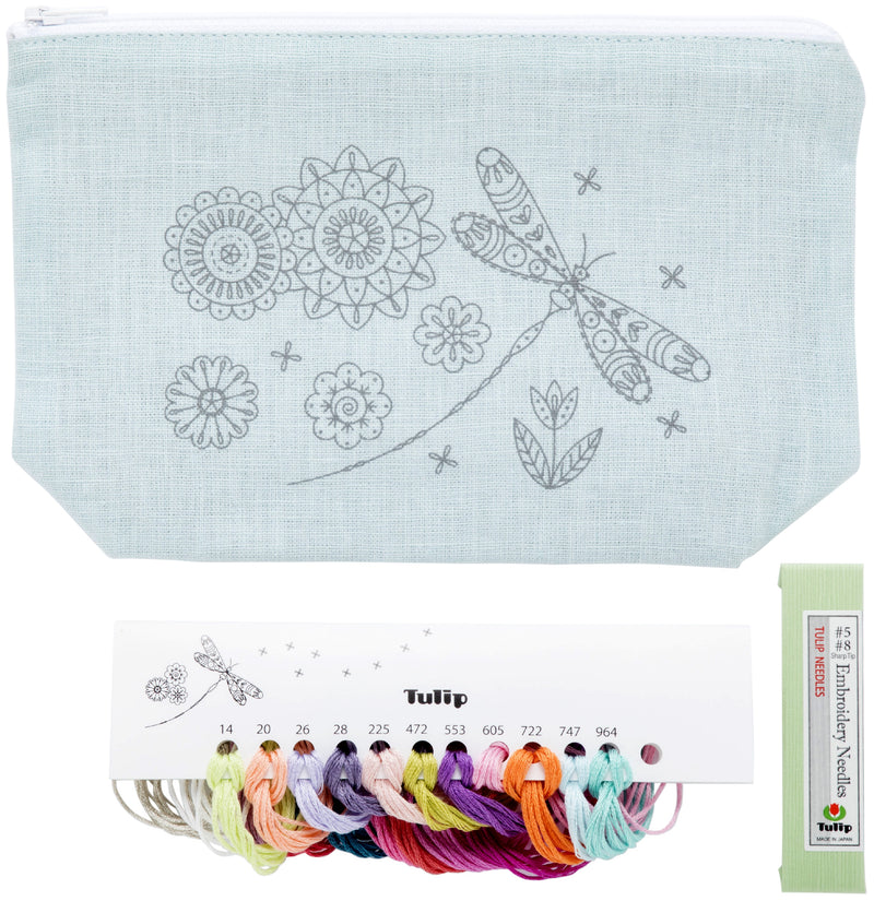 Tulip Embroidery Pouch Kit - Dragonfly*