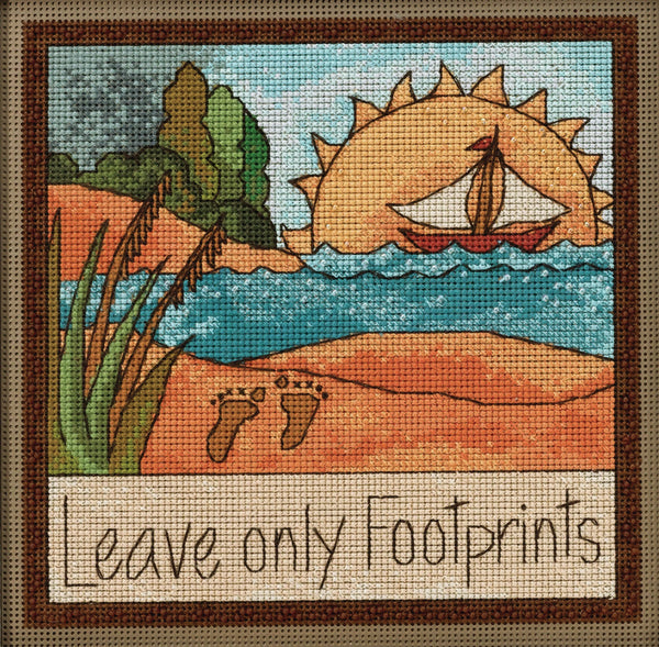 Mill Hill Counted Cross Stitch Kit 7"X7" - Sticks-Leave Only Footprints (14 Count)*