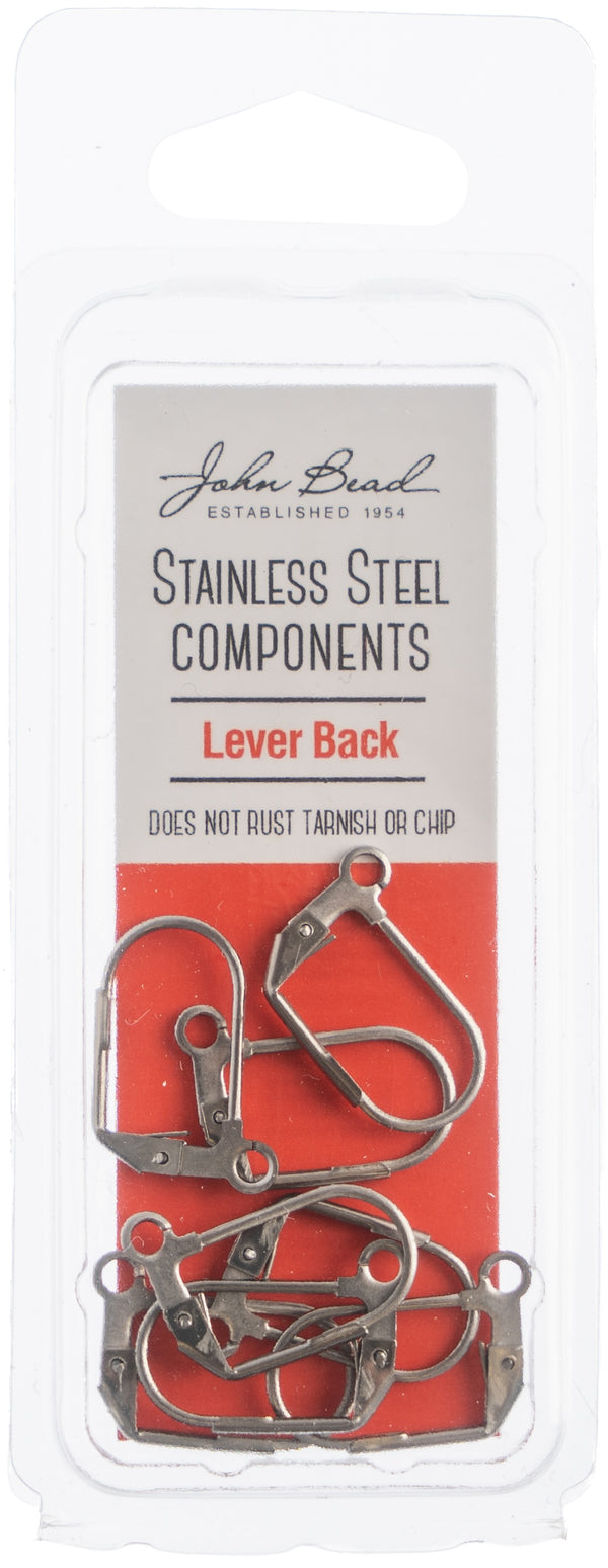 Stainless Steel Earring Lever Back 8/Pkg 12x17mm