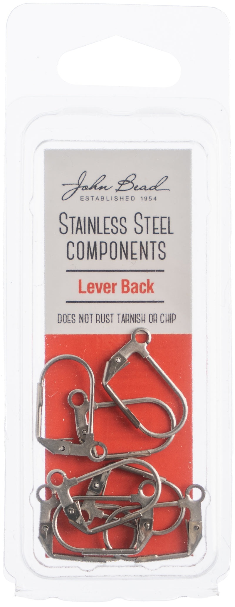 Stainless Steel Earring Lever Back 8/Pkg 12x17mm