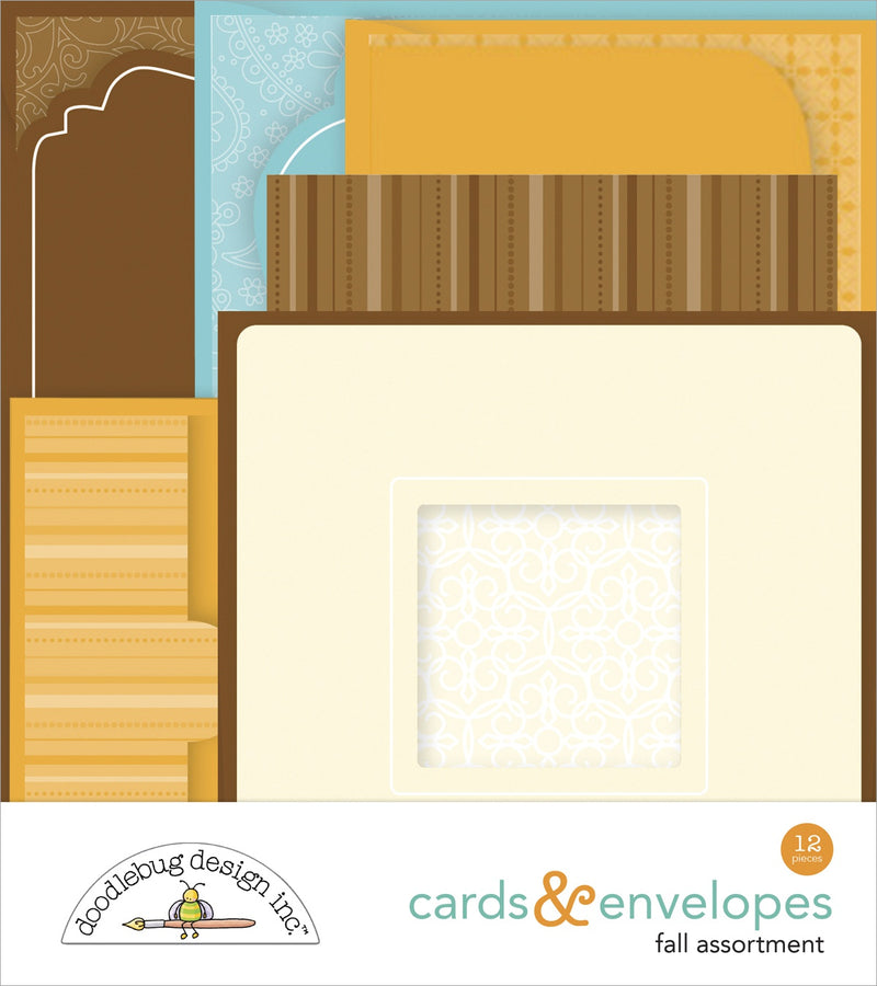 Doodlebug Cards & Envelopes 12/Pkg - Pumpkin Spice, 6 Cards/6 Envelopes*