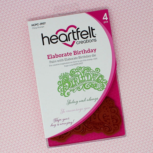 Heartfelt Creations Cling Rubber Stamp Set - Elaborate Birthday
