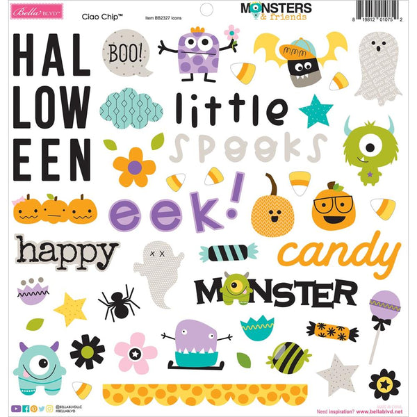 Bella Blvd Chipboard Stickers 12in x 12in - Icons, Monsters & Friends*
