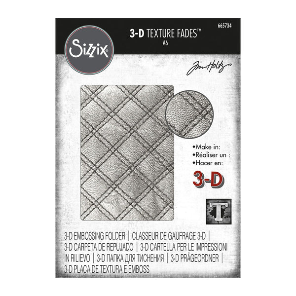 Sizzix 3D Texture Fades Embossing Folder By Tim Holtz - Quilted