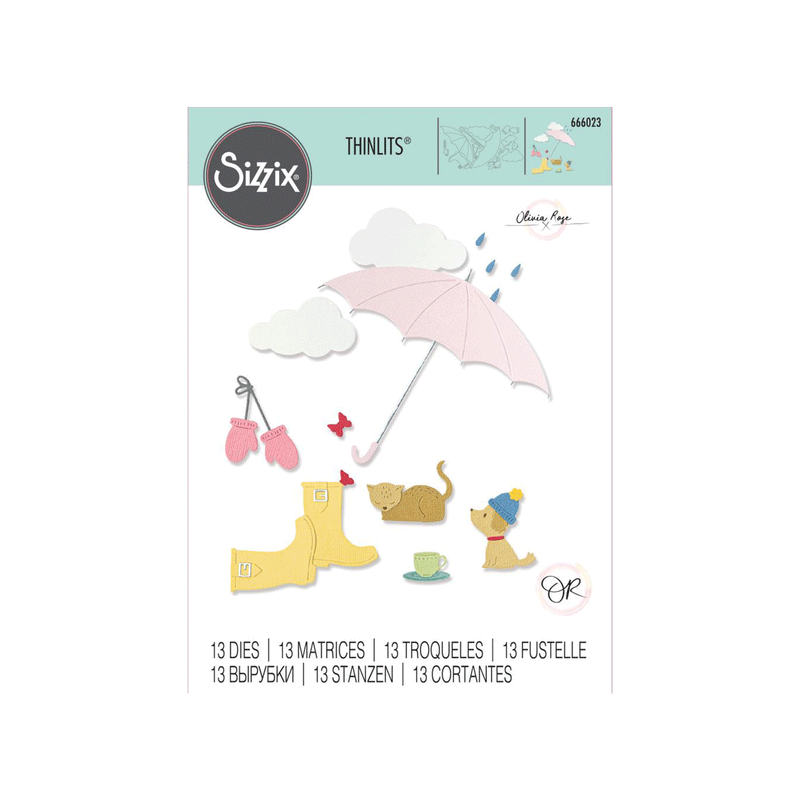 Sizzix Thinlits Dies By Olivia Rose 13 Pack - Rainy Day*