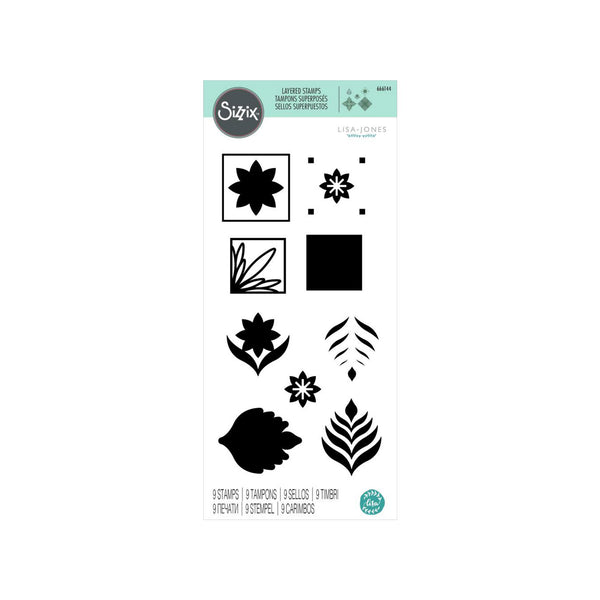 Sizzix Layered Clear Stamp by Lisa Jones - 9-piece - Geo Repeat
