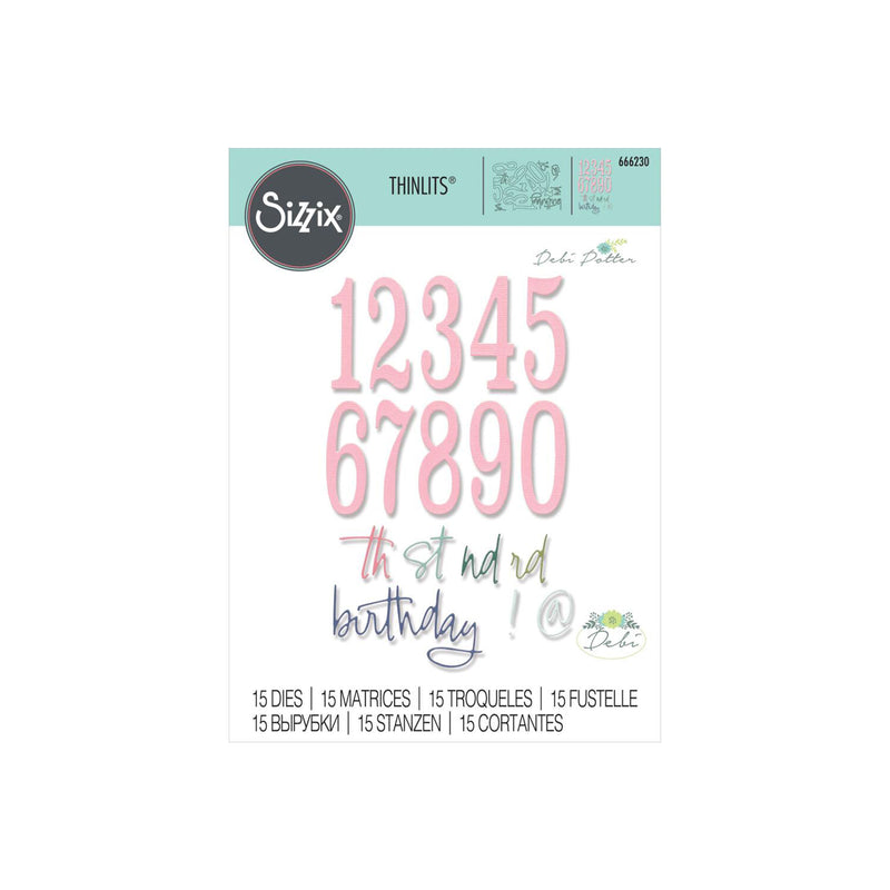 Sizzix Thinlits Dies by Debi Potter 15/Pkg - Fabulous Birthday Numbers*