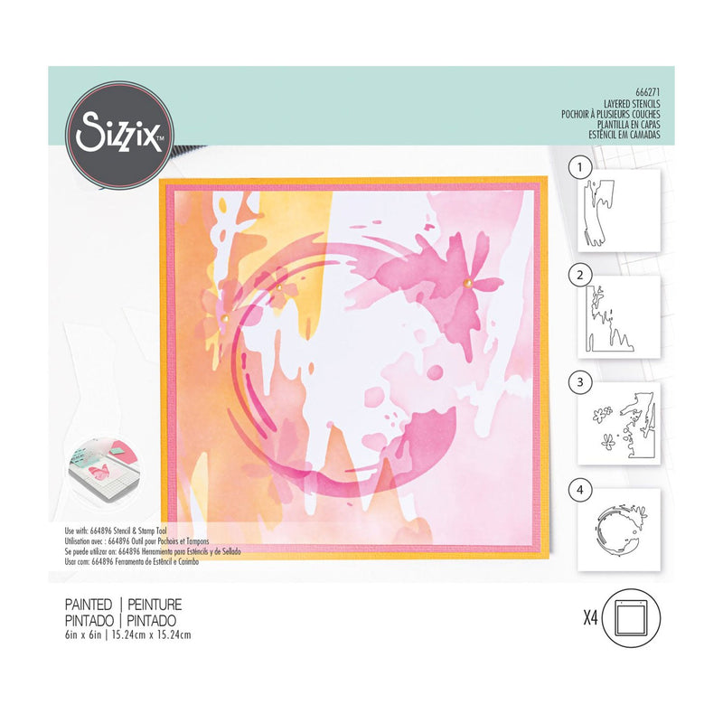 Sizzix Making Tool Layered Stencil by Olivia Rose 6"x6" - Painted*