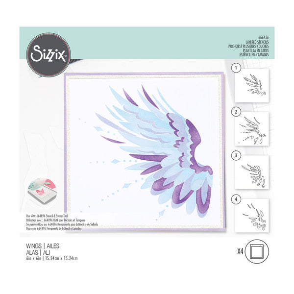 Sizzix Making Tool Layered Stencil by Olivia Rose 6"x6" - Wings*
