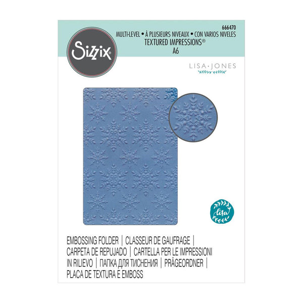 Sizzix Multi-Level Textured Impressions Embossing Folder By Lisa Jones - Snowflake Sparkle