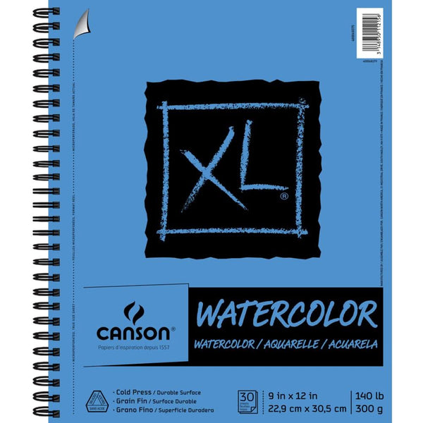 Canson XL Watercolour Pad 9 inch X12 inch 30 Sheets*