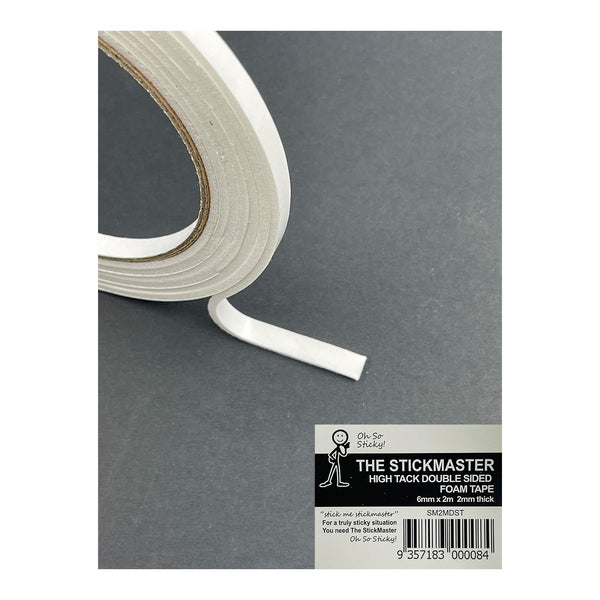 The Stickmaster 6mm x 2m x 2mm Thick High Tack Double Sided Foam Tape