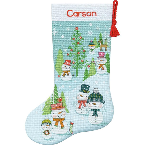 Dimensions Counted Cross Stitch Kit 16" Long - Snowman Family Stocking (14 Count)